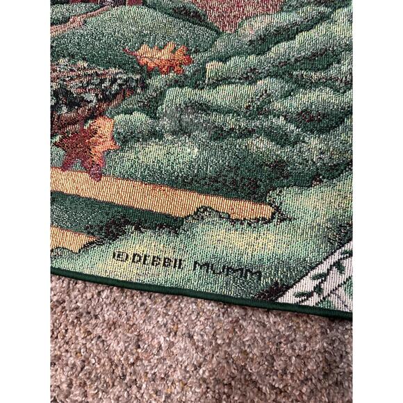 Vintage Debbie Mumm Tapestry Table Runner Tassels Farmhouse Fall Scarecrows - Picture 5 of 8